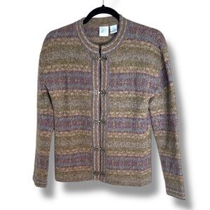 Vintage Wool Fair Isle Stripe Sweater Petite Medium